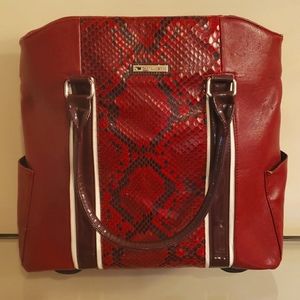 Red Laptop Rolling Luggage with Telescoping handle and 2 Strap handles